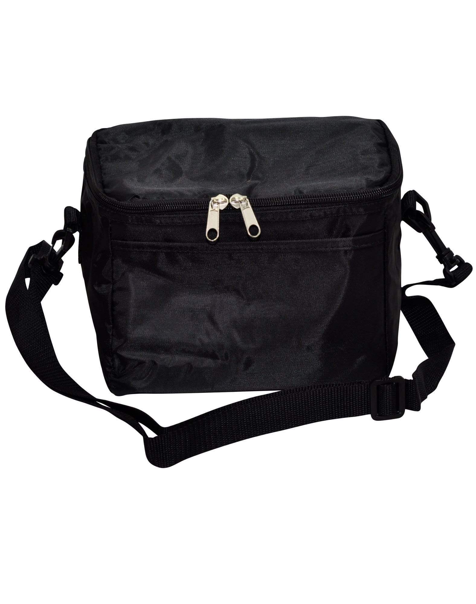 Cooler Bag - 6 Can Cooler Bag B6001 Active Wear Winning Spirit Black "(w)21cm x (h)16cm x (d)14cm, Capacity: 375ml x 6" 